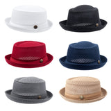 2 x Brand New 2 6 Pcs Lightweight Mesh Hat Summer 1920s Costume Party Cap Roll Brim Bowler Flat Hat for Men - RRP €75.98