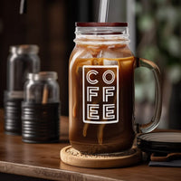 1 x RAW Customer Returns ANOTION Mason Jar Iced Coffee Cup with Lid and Straw, 24oz Regular Mouth Mason Jars with Handle, Glass Coffee Drinking Glasses, Mugs, Reusable Cups, Iced Coffee Cup Bottles for - RRP €19.03