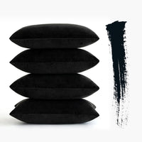 1 x Brand New MIULEE Pack of 4 Velvet Pillowcases Soft Elegant Decorative Square Slipcovers for Sofa Bedroom Living Room Home 30X50 CM Black - RRP €22.8