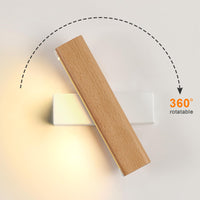 1 x RAW Customer Returns SENQIU Wall Light LED Indoor, Modern White Wall Light Wood 4W, 360 Rotatable 3000K LED Wall Lighting Indoor for Bedroom, Living Room, Hallway, Stairs Used, Warm Light, 21CM  - RRP €28.48