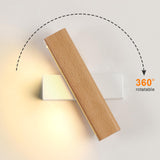 1 x RAW Customer Returns SENQIU LED wall light indoor, modern white wooden wall light 4W, 360 rotatable 3000K LED wall lighting indoor for bedroom, living room, hallway, stairs used, warm light, 21CM  - RRP €29.98