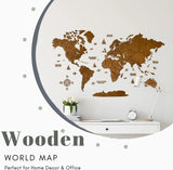 1 x RAW Customer Returns WoodLeo Wooden World Map 3D Art Large Wall Decor for Any Occasion in Sizes M L XL Gift Idea Wall Art for Home Kitchen or Office Size M 120 x 62 cm Brown Venge  - RRP €115.12