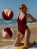 1 x RAW Customer Returns Summer Mae One Piece Swimsuit for Women Sexy Swimwear and Pool Monokini Elegant Beach Wine Red XL - RRP €42.28