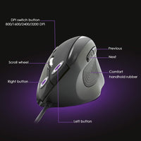 1 x RAW Customer Returns NEWWAY Vertical and Ergonomic Mouse A3E - 3200 DPI - USB Cable - Adjustable Weight - RRP €15.99