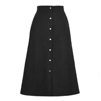 1 x RAW Customer Returns Women s Corduroy Skirts Long Corduroy Skirt with High Waist Slim A Line Winter Skirt Casual Midi Skirt Leisure Skirt with Button Placket and Split Hem M-Black  - RRP €29.62