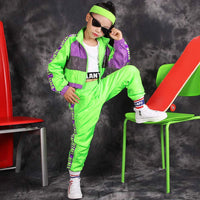 1 x RAW Customer Returns LOLANTA 3 Piece Hip Hop Clothing Set for Girls Street Dance Outfit for Kids Short Tank Top Fluorescent Green Jacket and Jogger Pants Green Label Size 120 - RRP €39.98