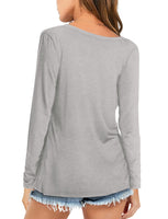 1 x RAW Customer Returns Beluring Ladies Causal T-Shirt V-Neck Long Sleeve Simple Simple Soft T-Shirt Gray L - RRP €24.0