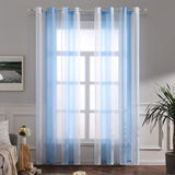 1 x RAW Customer Returns MIULEE Curtains Striped Transparent with Eyelets, Voile Curtains Living Room Modern Set of 2, Curtain Bedroom Transparent with Light Blue White Stripes, Curtain Semi-Transparent Stripes 140 x 245 cm - RRP €29.5