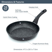 2 x RAW Customer Returns Blackmoor Home 67080 Scratch-resistant frying pan 28cm with non-stick coating, aluminium, black, 28cm - RRP €48.04