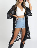 1 x RAW Customer Returns Bsubseach Women Mesh Cardigan Lace Beach Kimono Open Front Swimsuit Cover Ups Bikini Swimwear Black - RRP €31.99