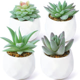 1 x RAW Customer Returns Mini artificial succulent plants, 4 pieces of artificial plants for outdoor use with small pot, artificial succulents, small artificial plants decoration for living room, bedroom, bathroom, office decoration, green - RRP €24.99