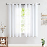 1 x Brand New FMFUNCTEX Linen Look Curtains with Eyelets Semi-Transparent Curtain White Country House Style Linen Curtains Living Room Modern for Bedroom Children s Room Balcony Door Set of 2 White, 127 x 175 cm  - RRP €23.99