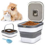 1 x RAW Customer Returns Lekesky Press Feeding Box Pet Food Container Dog Food Container with Scoop Built-in Moisture-Proof Box, Storage Container for Cat Food, 13L 6.5kg, Gray - RRP €35.8