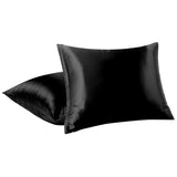 1 x Brand New PiccoCasa pillowcase 40x60cm satin pillowcase set of 2 cozy pillowcases with zipper like silk pillowcase for pillow sleeping pillow decorative pillow black 40x60cm - RRP €13.61