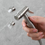 1 x RAW Customer Returns Tecmolog Bidet Shower 2 Modes Hand Taps Shattaf Hand Shower Stainless Steel Portable for Toilet, with Holder, Diverter Valve and Hose 1.2 m, WS024AF2 - RRP €36.1