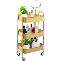 1 x RAW Customer Returns DOEWORKS 3-Tier Metal Storage Cart, Multi-Purpose Cart, Rolling Cart, Trolley Cart, Storage Trolley with Wheels for Kitchen, Bathroom, Powder Room and Office, Melon Yellow - RRP €47.22