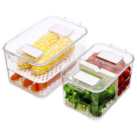 1 x RAW Customer Returns Sanno Refrigerator Organizer with Lid, 2-Pack Stackable Kitchen Storage Box Set with Lid Kitchen Organizer for Vegetables, Berries, Meat - RRP €33.26