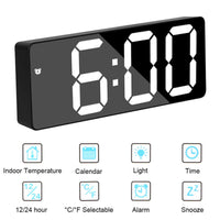 1 x RAW Customer Returns Alarm Clock, LED Display, Digital Mirror Alarm Clock, Battery Plug, Dual-Purpose Clock, Snooze Function, Night Mode, Alarm Clock, Suitable for Bedroom, Office, White - RRP €13.36