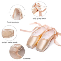 1 x RAW Customer Returns JuopDVMP Ballet Shoes with Toe Caps and Protective Band for Women and Girls, Model TJ-ZJBL, Pink, 36.5 EU - RRP €19.15