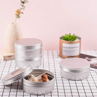 1 x RAW Customer Returns BENECREAT 5 pieces 250 ml aluminum tin jars, round aluminum tin cans, cosmetic containers with screw lids for DIY craft salve candle travel storage-platinum - RRP €18.53