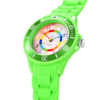 1 x RAW Customer Returns Alienwork Kids Learning Watch Children s Watch Boys Girls Green Silicone Strap Multi-Colored Children s Watch Waterproof 5 ATM Time Learning - RRP €23.98