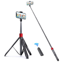 1 x RAW Customer Returns ATUMTEK Selfie Stick 150CM 3 in 1 Selfie Stick Bluetooth Telescopic Selfie Stick Tripod with Removable Remote Control Phone Tripod for iPhone 13 Pro Max, Samsung and other Smartphones Red - RRP €41.8