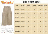 1 x RAW Customer Returns Rolanko Girls Cargo Pants, Loose Cotton Trousers with Elastic Waist and Multiple Pockets for Children 6-15 Years Old, Beige, Size 160 - RRP €34.99