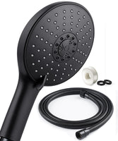 1 x RAW Customer Returns Neufly Shower Head - Large Shower Head with Stainless Steel Hose - Water Saving - Pressure Boost - Universal Chrome - 7 Modes - Black - RRP €29.99