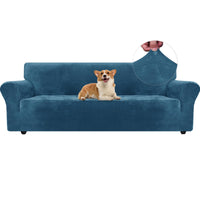 1 x RAW Customer Returns Ystyle sofa cover velvet 4 seater, stretch sofa cover, sofa protector non-slip, elastic sofa cover, sofa cover with armrests, cover sofa sofa protector cat couch protector sofa blanket, peacock blue - RRP €42.99