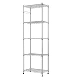 1 x RAW Customer Returns Himimi Kitchen Shelf Kitchen Trolley Metal Shelf Rolling Shelf Chrome Steel 5 Shelves with Wheels L59 x W35 x H183cm, Silver - RRP €83.42