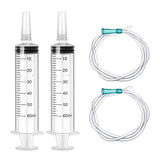 2 x RAW Customer Returns 2 pieces syringe 60ml syringes with hose for oil brake fluid reusable plastic syringes for suction of liquid dosing syringe individual package  - RRP €15.98