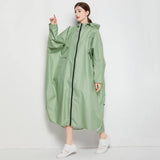 1 x RAW Customer Returns Gaga city Waterproof Poncho Raincoats for Women Unisex with Front Pocket Long Sleeves with Elastic Cuffs, Snap Button at Hem to Green - RRP €37.1