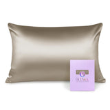 1 x RAW Customer Returns OLESILK Silk Pillowcase Pillowcase Hair and Skin Care with Zipper 16 Momme 1 Piece Taupe 40x80cm - RRP €24.19