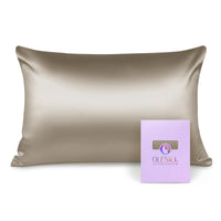 1 x RAW Customer Returns OLESILK Silk Pillowcase Pillowcase Hair and Skin Care with Zipper 16 Momme 1 Piece Taupe 40x60cm - RRP €21.99