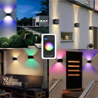 1 x RAW Customer Returns HWCX-LICHT 2 pieces Smart LED wall light indoor outdoor, RGB color changing wall lamp with app control, IP65 outdoor wall light beam angle, 9W black Alexa wall lighting, FXBD2022922 - RRP €69.08