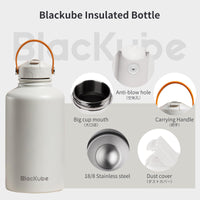 1 x RAW Customer Returns Blackube stainless steel drinking bottle with straw 1.8L thermos flask - BPA-free, leak-proof, large metal drinking bottle for sports, school, fitness, outdoor, camping - white - RRP €37.14