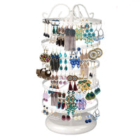 1 x RAW Customer Returns TANOSAN 5-layer jewelry stand, rotating jewelry holder, earring holder, earring stand organizer, metal jewelry storage for earrings, necklaces, bracelets white  - RRP €26.26