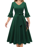 4 x Brand New DRESSTELLS Women s Elegant Cocktail Dress Ball Gowns for Teens with Cute Bell Sleeve Cocktail Dresses for Wedding Guest DarkGreen 2XL - RRP €189.56