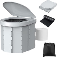 1 x RAW Customer Returns WADEO Portable Camping Toilet for Adults, 27L Mobile Toilet with 12 Toilet Bags, Folding Toilet with Paper Roll Holder and Phone Tray, for Camping, Traveling, Hiking, Fishing Black  - RRP €32.92