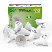 1 x RAW Customer Returns GY GU10 LED warm white lamp 4.9 W 780 lumens 3000 K warm white light bulbs, 80 W halogen lamp replaces, beam angle 120 bulb, non-dimmable energy saving lamp, pack of 10 energy efficiency class B  - RRP €28.58