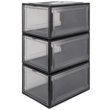 1 x RAW Customer Returns Yorbay shoe box, set of 3, stackable shoe organizer, plastic box with transparent door, reusable shoe storage, 37 x 26 x 20 cm, for shoes up to size 48, black - RRP €38.66