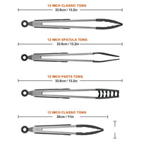 1 x RAW Customer Returns Aschef Set of 4 barbecue tongs, kitchen tongs, spaghetti tongs set made of silicone and stainless steel, BPA-free meat tongs, serving tongs, cooking tongs for baking, cooking, salad, steak, spaghetti - RRP €20.91