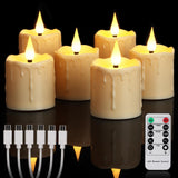 1 x RAW Customer Returns yunsheng Rechargeable Flameless Tea Lights with Remote Control and 4 6H Timer, Waterproof Rechargeable LED Candles, 2 x 3 Flickering Votive Candles, Pack of 6 Ivory, Type-C, Home Decoration - RRP €22.69