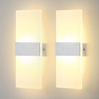 1 x RAW Customer Returns Lightsjoy 2 Pieces Indoor Wall Light, Modern LED Wall Lamp, 12W 3000K Up Down Wall Lighting for Bedroom Corridor Living Room Staircase Warm White-2PCS  - RRP €39.34