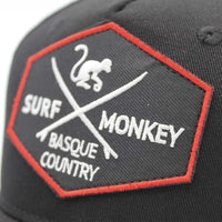 1 x RAW Customer Returns Surf Monkey Trucker Cap Heather - Curved Visor - Adjustable Snapback Cap - Embroidered Patch for Men and Women, Black, 55 - RRP €39.95