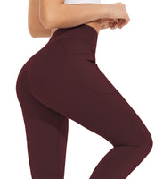 1 x RAW Customer Returns Persit Sport Leggings Women s Gym Butt Push Up Sports Leggings High Waist Scrunch Butt Sports Trousers Long Running Trousers Yoga Tights Wine Red S - RRP €26.54