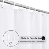 1 x RAW Customer Returns Extra wide white shower curtain 275 x 180 textile polyester fabric shower curtains, waterproof washable anti-mold bath curtain with 18 rings - RRP €25.2