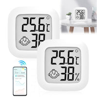 1 x RAW Customer Returns Pack of 2 thermometer hygrometers Bluetooth humidity meter with smart app control, LCD digital thermometer indoor mini room thermometer for baby room, senior room, study room, wine cellar - RRP €9.06