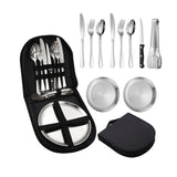 1 x RAW Customer Returns YoBest Camping Cutlery Set, Portable Cutlery Set Camping Cutlery Set, Picnic Set Stainless Steel Camping Tableware Set with Spoon Fork Knife Clip Plate for Picnic Travel Hiking Camping for 2 People - RRP €25.37