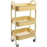 1 x RAW Customer Returns DOEWORKS 3-Tier Metal Storage Cart, Multi-Purpose Cart, Rolling Cart, Trolley Cart, Storage Trolley with Wheels for Kitchen, Bathroom, Powder Room and Office, Melon Yellow - RRP €46.99